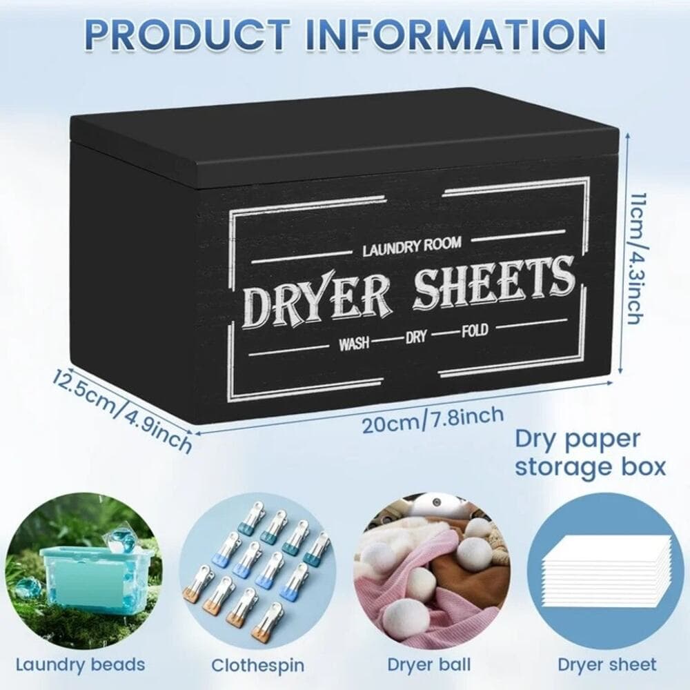 Wooden Dryer Sheet Holder With Lid Large Capacity Dustproof - Thumbnail 3