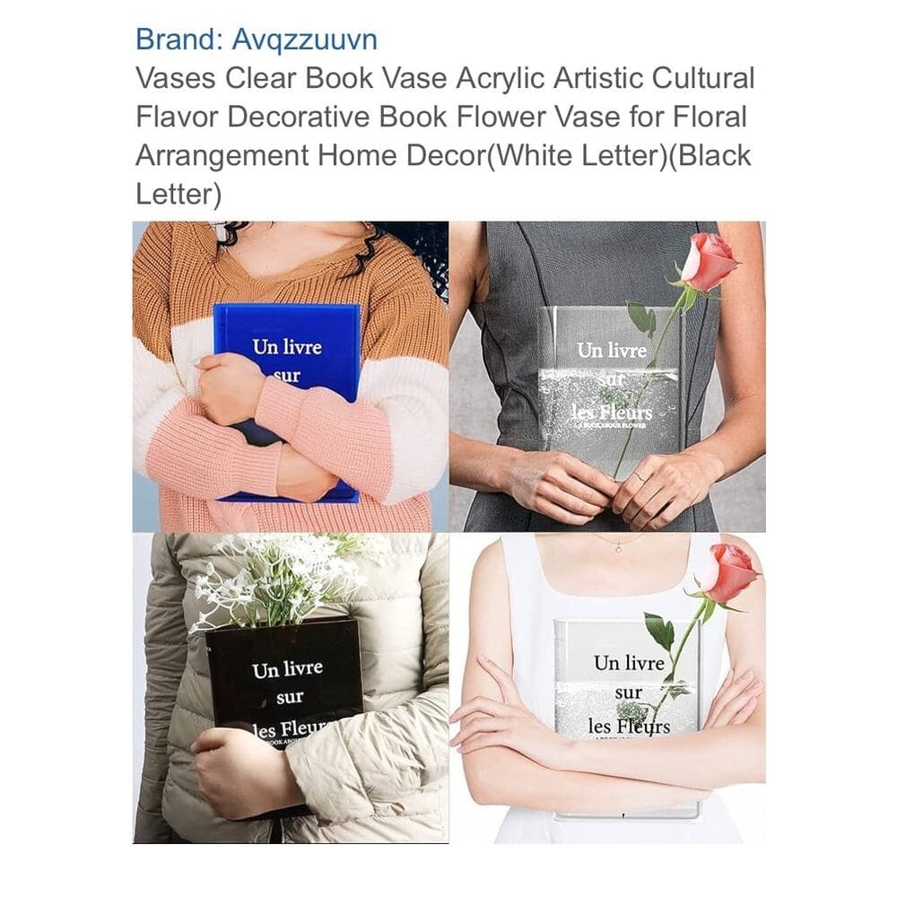 Vases Clear Book Vase Acrylic Artistic Cultural Flavor Decorative Book - Thumbnail 5