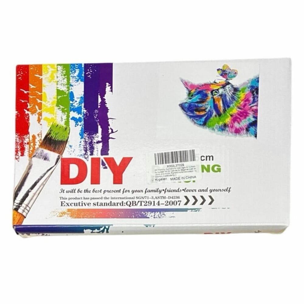 Paint By Numbers Kit – Colorful Cat and Butterfly 16x20 - Thumbnail 2