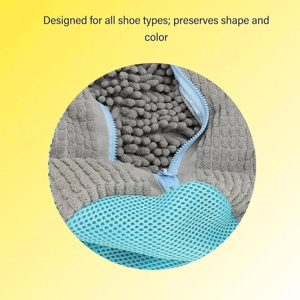 Shoe Washing Machine Bag, Reusable Shoes Laundry Bags with Zipper, (Gray) - Thumbnail 3