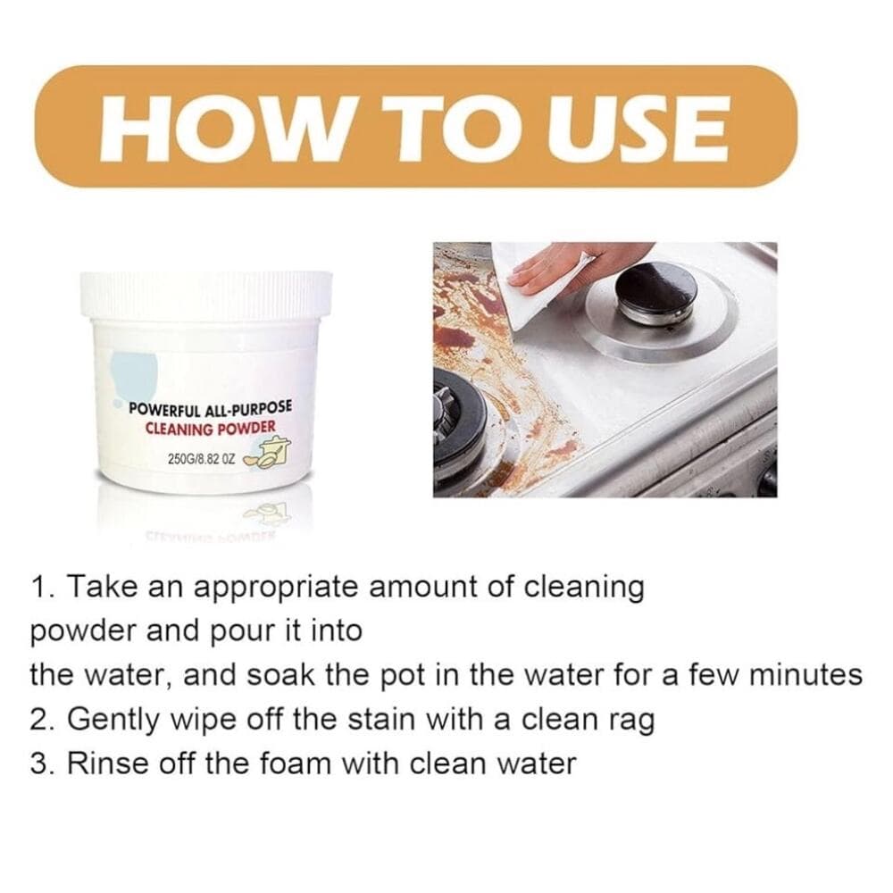 Powerful All Purpose Cleaning Powder, Super Strong Kitchen Cleaner Powder, 250gm - Thumbnail 3