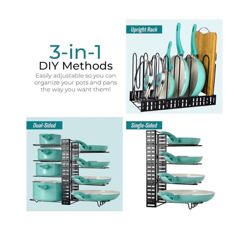 LATTI Pots and Pans Cabinet Organizer and Kitchen Storage Rack - 8 Shelf - Thumbnail 3