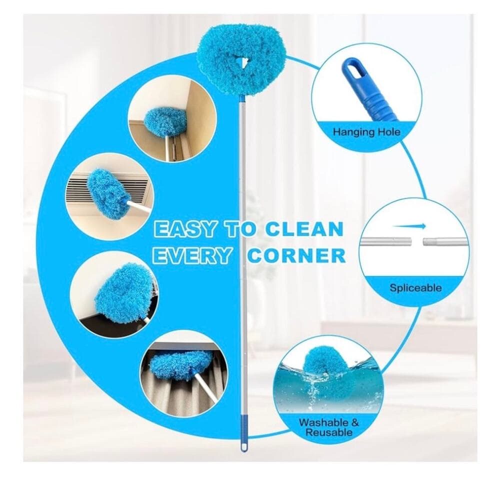 Ceiling Fan Cleaner Duster Reusable Microfiber Ceiling Fan Blade Cleaner Blue - Thumbnail 2