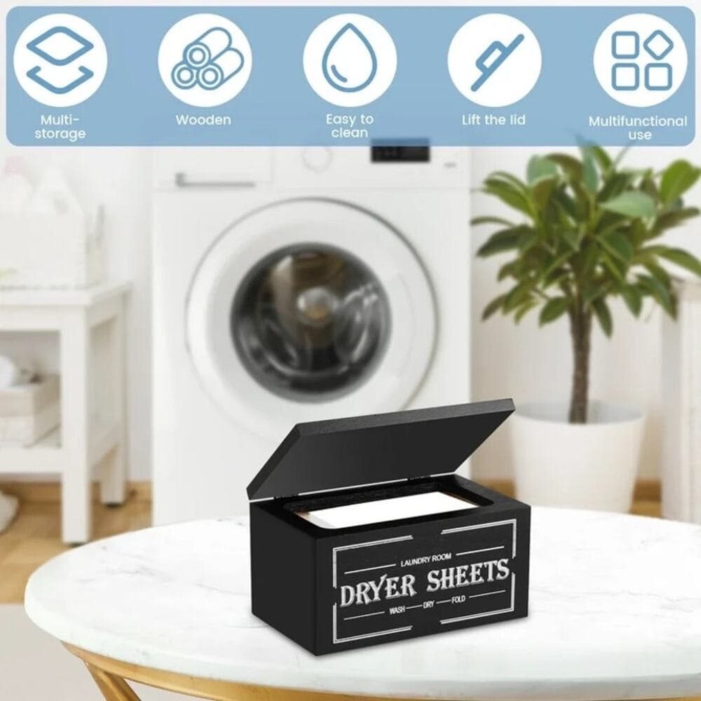 Wooden Dryer Sheet Holder With Lid Large Capacity Dustproof - Thumbnail 9