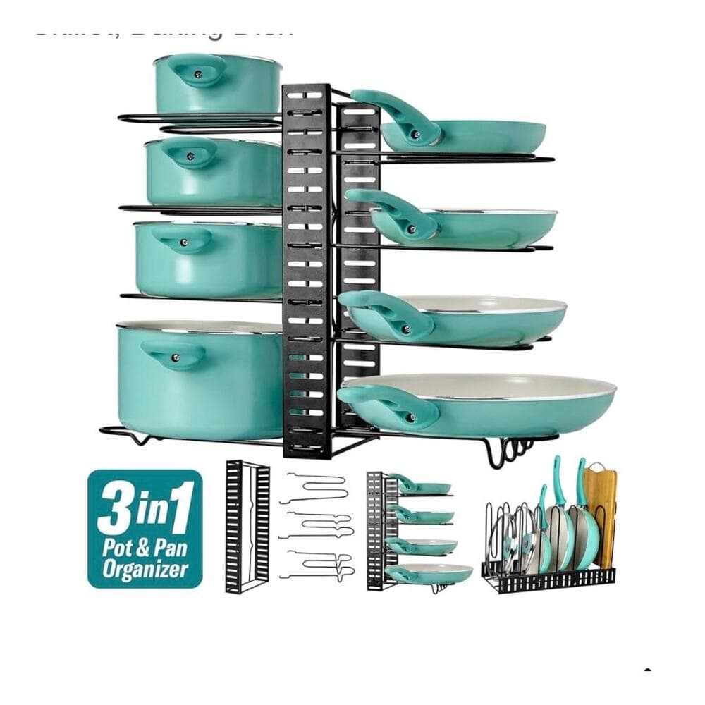 LATTI Pots and Pans Cabinet Organizer and Kitchen Storage Rack - 8 Shelf - Thumbnail 7