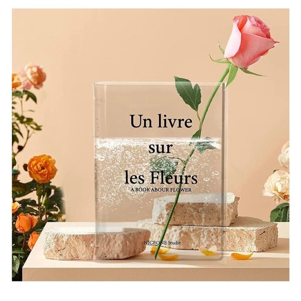 Vases Clear Book Vase Acrylic Artistic Cultural Flavor Decorative Book - Thumbnail 2
