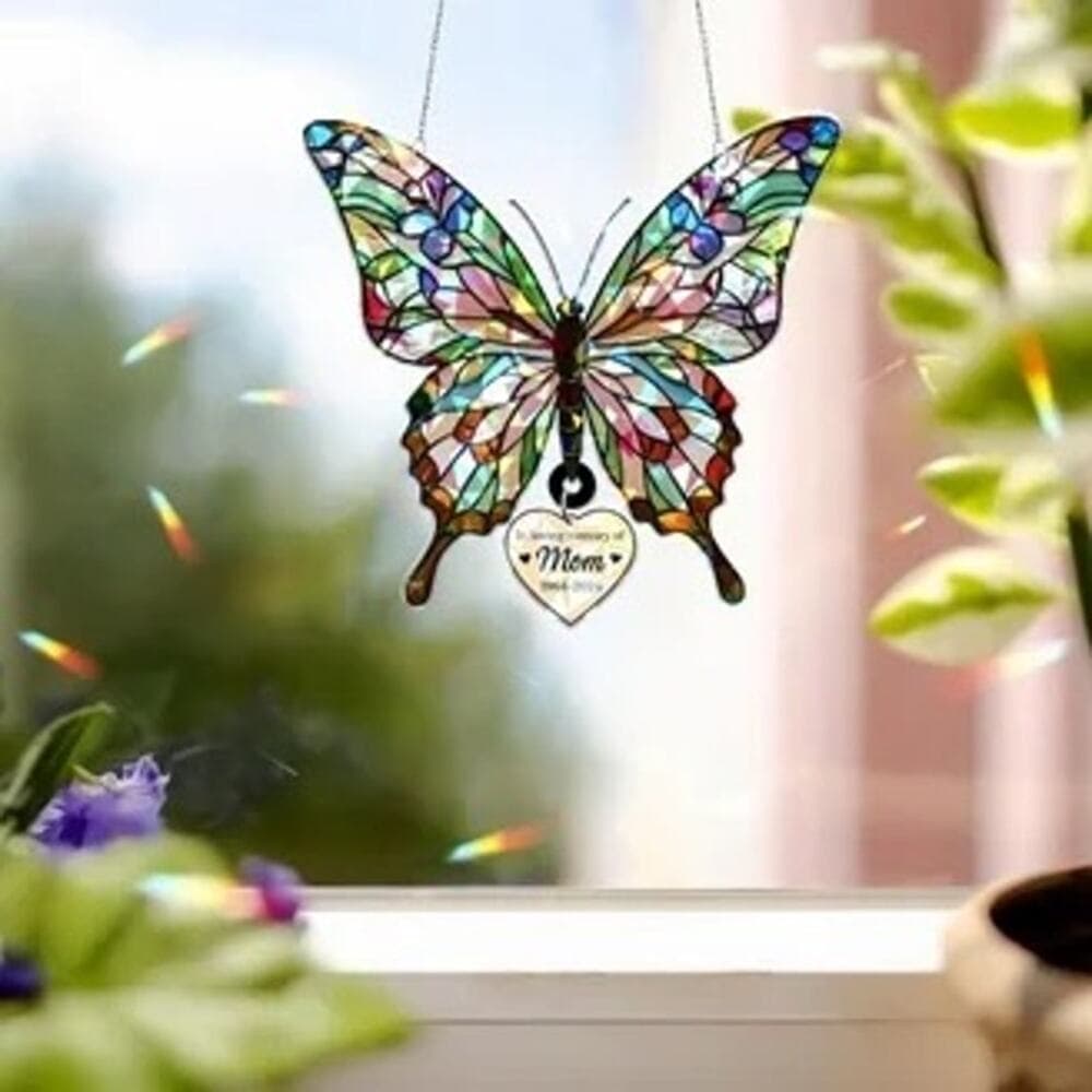 Holographic Butterfly Suncatcher: Memorial Gift for Mom 1941-2025 - Thumbnail 3