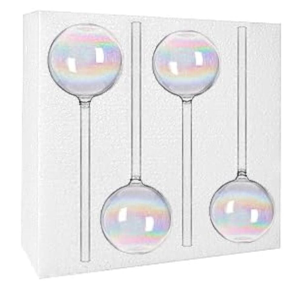 4 Pcs Iridescent Glass Plant Watering Globes - 9 Inch Self Watering Planter - Thumbnail 4