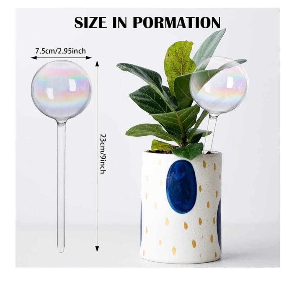 4 Pcs Iridescent Glass Plant Watering Globes - 9 Inch Self Watering Planter