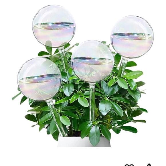 4 Pcs Iridescent Glass Plant Watering Globes - 9 Inch Self Watering Planter - Thumbnail 9