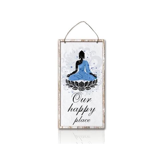 Buddha Figure Wooden Signs, Hanging Signs Plaques Buddhist Decor wood wall art - Thumbnail 9