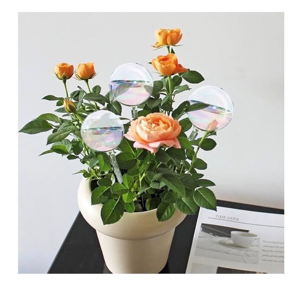 4 Pcs Iridescent Glass Plant Watering Globes - 9 Inch Self Watering Planter - Thumbnail 6