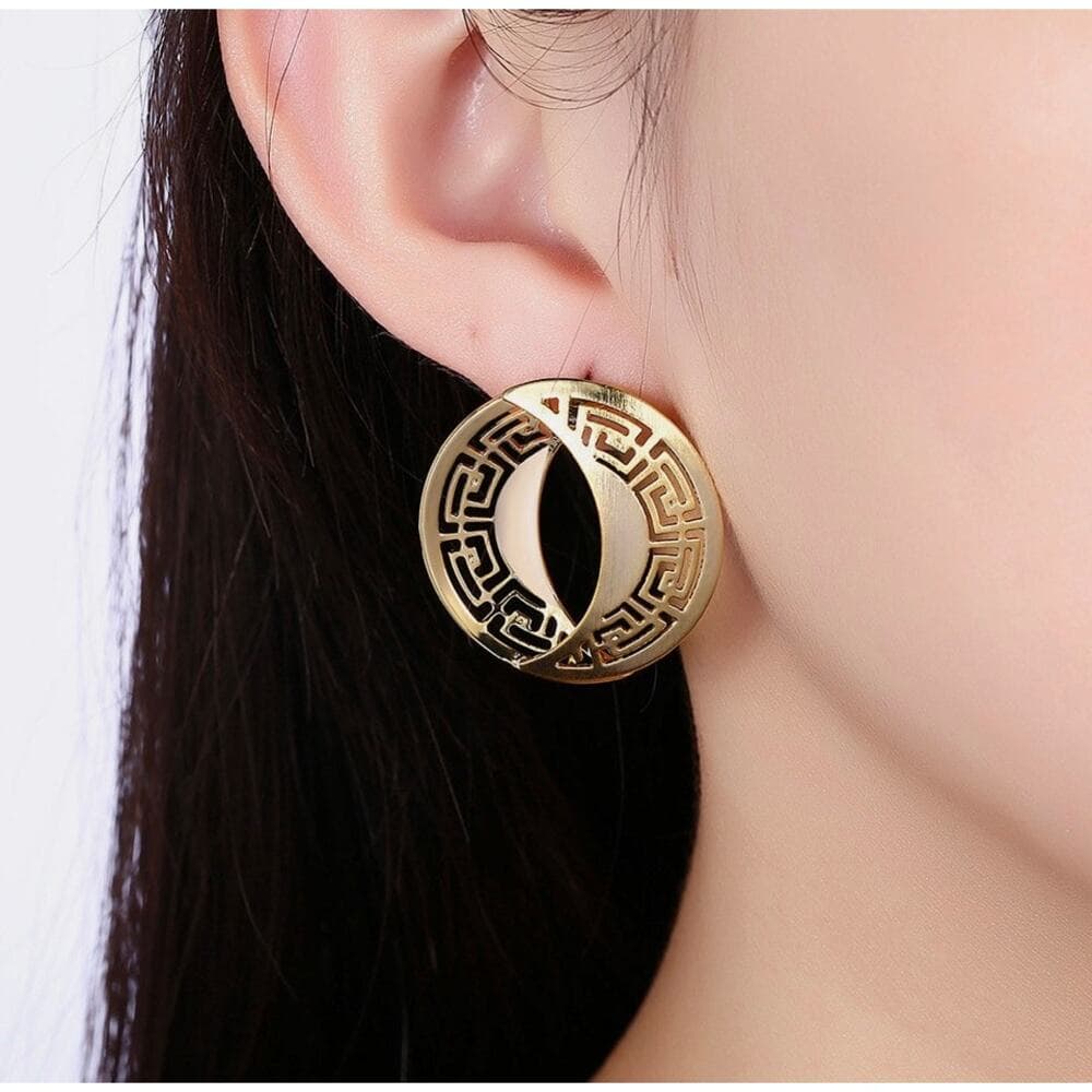 Yellow Gold Plated Earrings Chandelier Latch Back Clasp L622 - Thumbnail 5