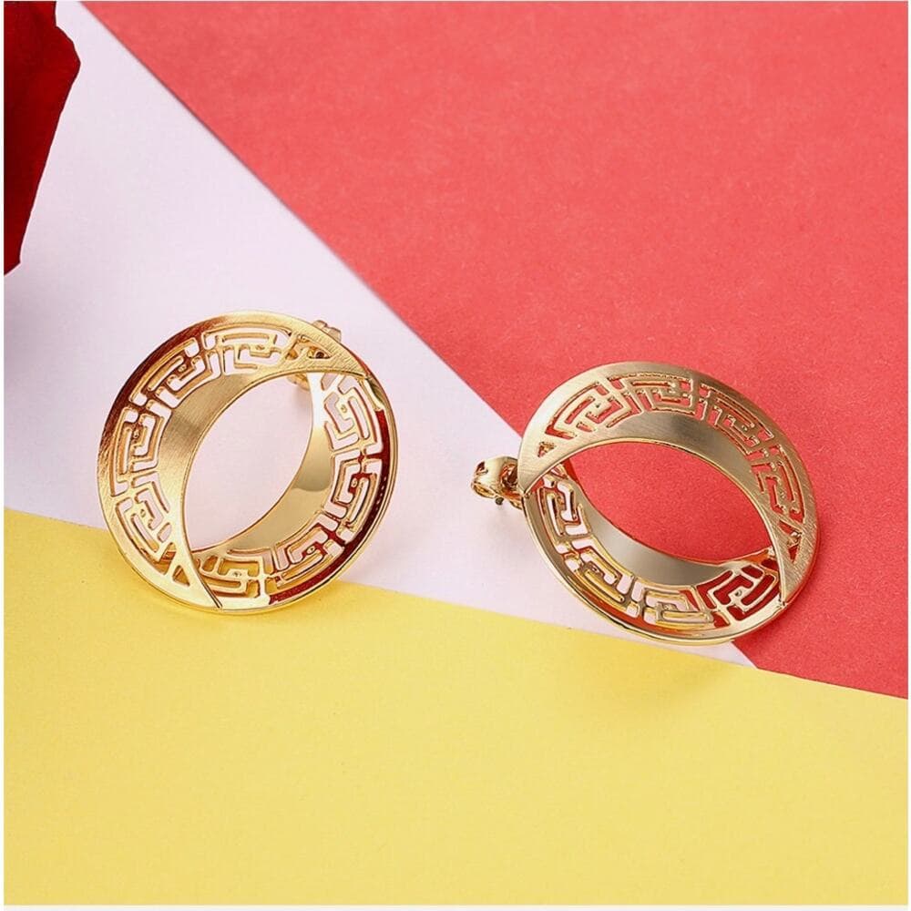 Yellow Gold Plated Earrings Chandelier Latch Back Clasp L622 - Thumbnail 3