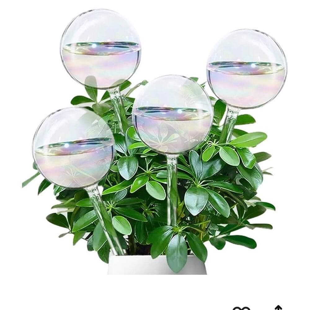 4 Pcs Iridescent Glass Plant Watering Globes - 9 Inch Self Watering Planter - Thumbnail 8