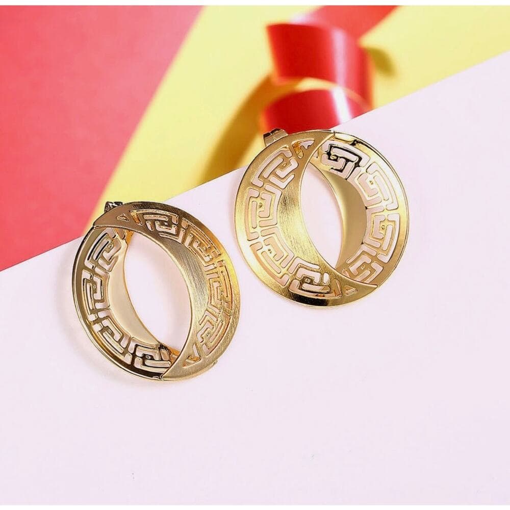 Yellow Gold Plated Earrings Chandelier Latch Back Clasp L622 - Thumbnail 2