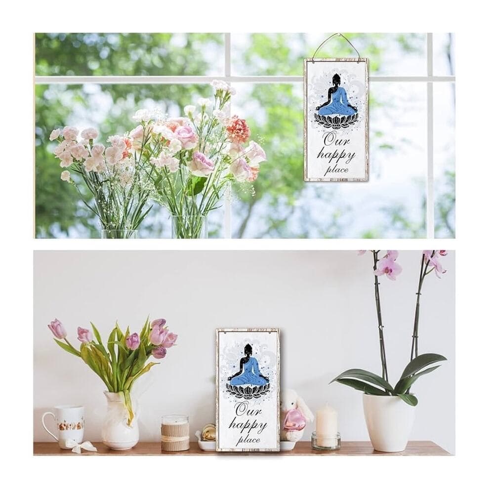 Buddha Figure Wooden Signs, Hanging Signs Plaques Buddhist Decor wood wall art - Thumbnail 4