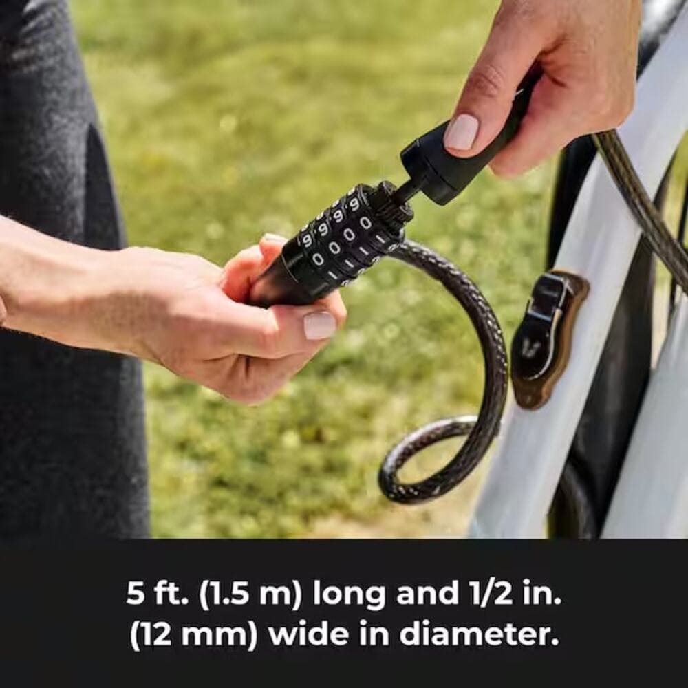 Bike Lock Cable with Combination, Resettable, 5 ft. Long - Thumbnail 8