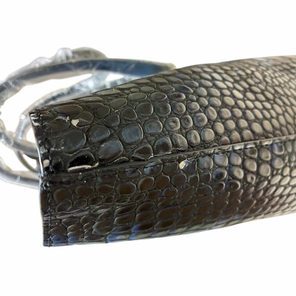 De Vesi L'Amour Crocodile Embossed Blue Camouflage Tote Bag 16”W X 11”L - Thumbnail 6