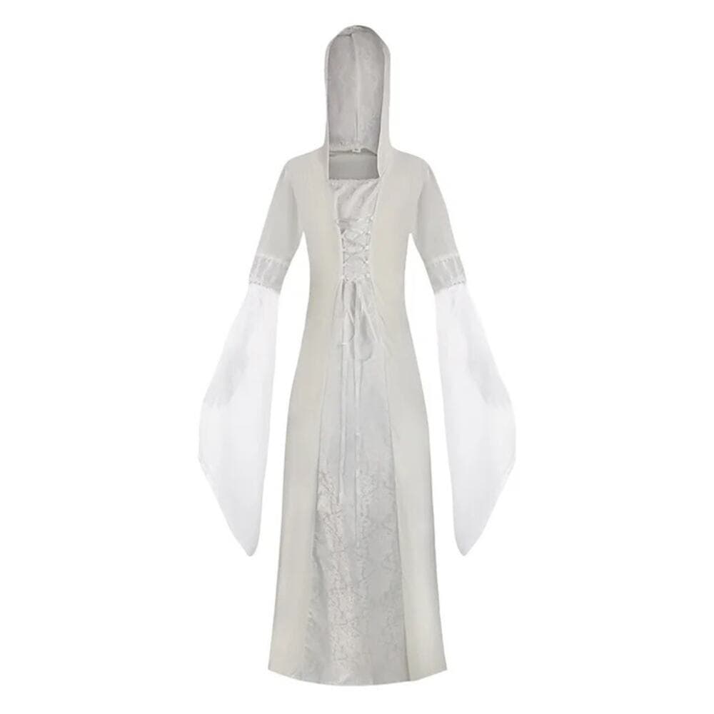 Women Hooded Cape Long Dress Renaissance Lace Up Corset Steampunk Witch Dresses - Thumbnail 6