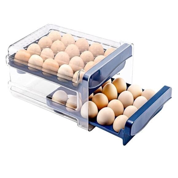 Kitchen Plastic Egg Holder Egg Storage Container for Refrigerator 2Layer Drawer - Thumbnail 8