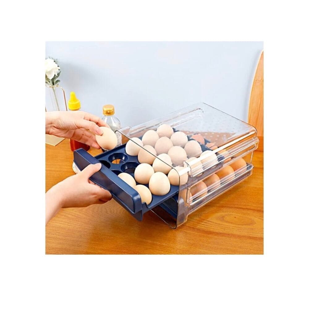 Kitchen Plastic Egg Holder Egg Storage Container for Refrigerator 2Layer Drawer - Thumbnail 2