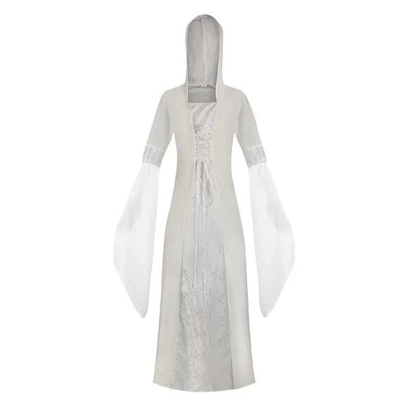 Women Hooded Cape Long Dress Renaissance Lace Up Corset Steampunk Witch Dresses - Thumbnail 7