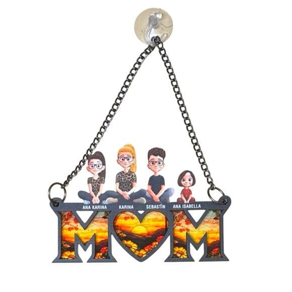 Personalized Mom 2 Daughter & Son Window Hanging Suncatcher Ornament - Thumbnail 4