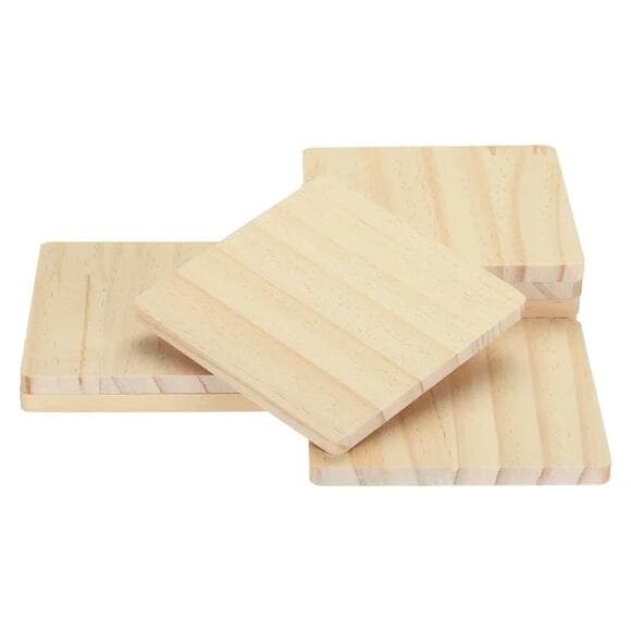 Uxcell 100x100mm Unfinished Wooden Coasters, 9 Pack Square Wood Coasters - Thumbnail 5