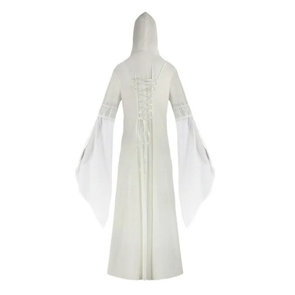 Women Hooded Cape Long Dress Renaissance Lace Up Corset Steampunk Witch Dresses