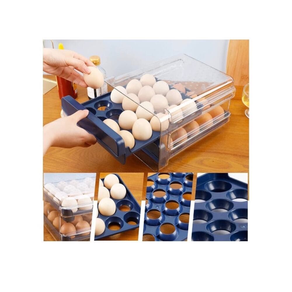 Kitchen Plastic Egg Holder Egg Storage Container for Refrigerator 2Layer Drawer - Thumbnail 3