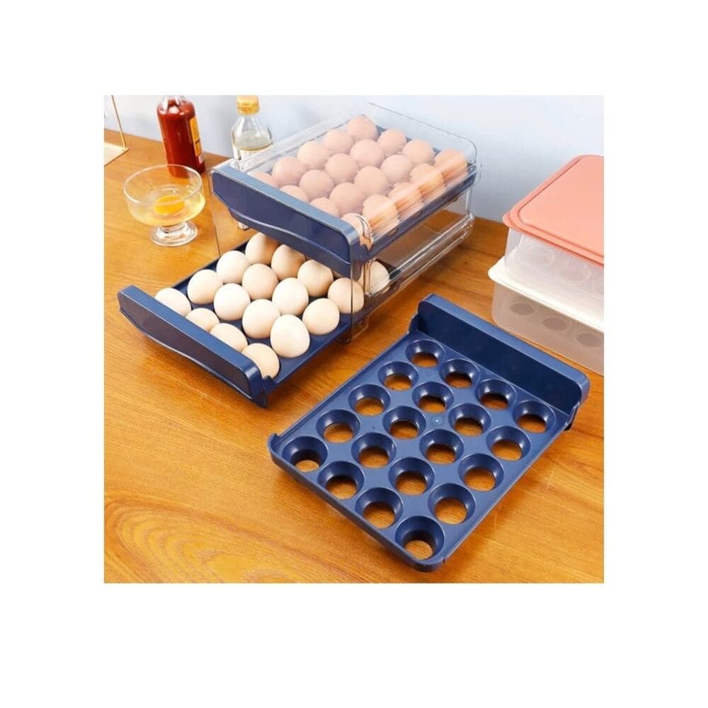 Kitchen Plastic Egg Holder Egg Storage Container for Refrigerator 2Layer Drawer - Thumbnail 4