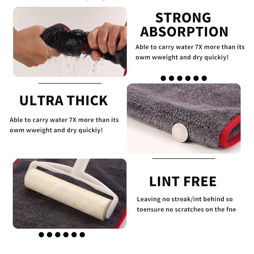 Car Drying Towel – Microfiber Towels for Car Detailing 34”X22” - Thumbnail 3