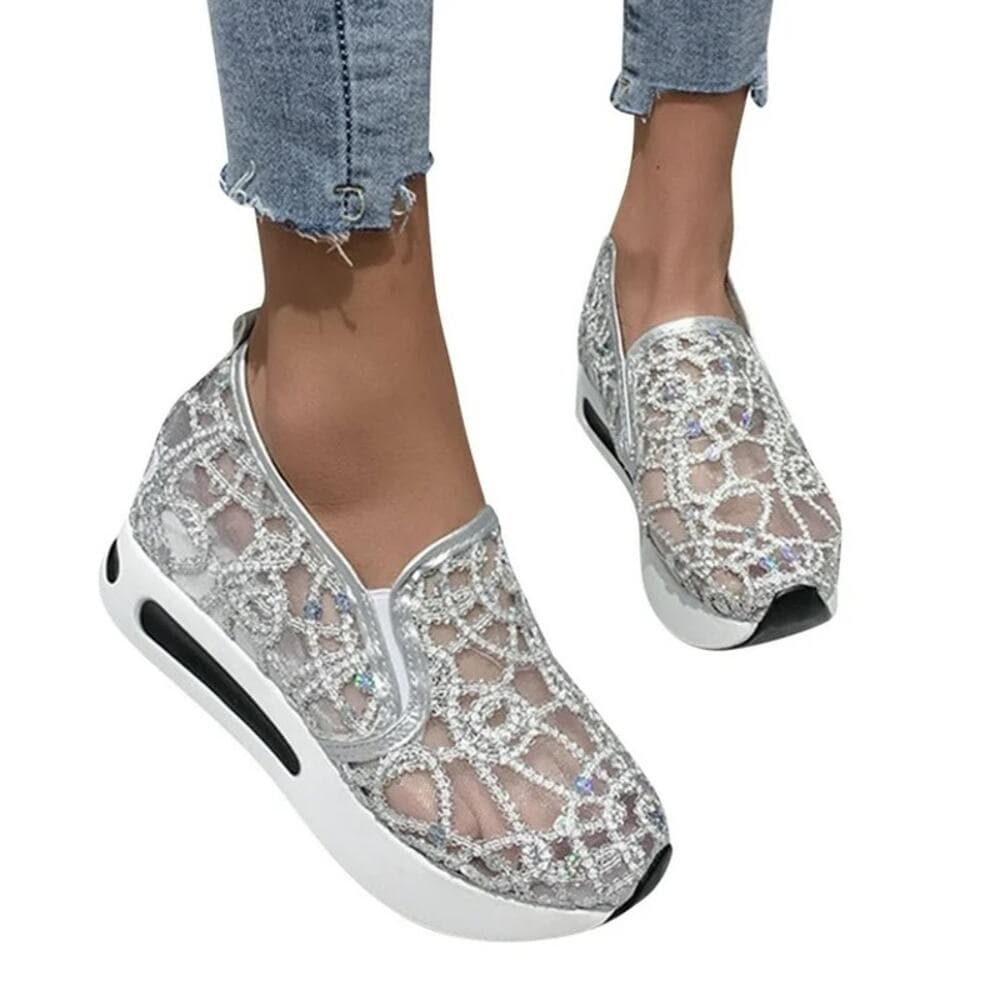 Mepaouo Wedges Shoes for Womens Breathable Glitter Casual Shoes Size 41 US-Sz 9 - Thumbnail 7