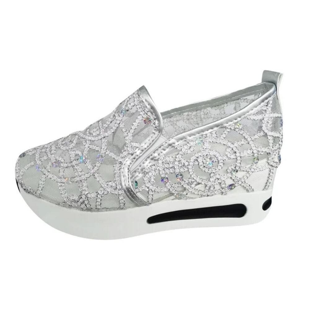 Mepaouo Wedges Shoes for Womens Breathable Glitter Casual Shoes Size 41 US-Sz 9 - Thumbnail 4