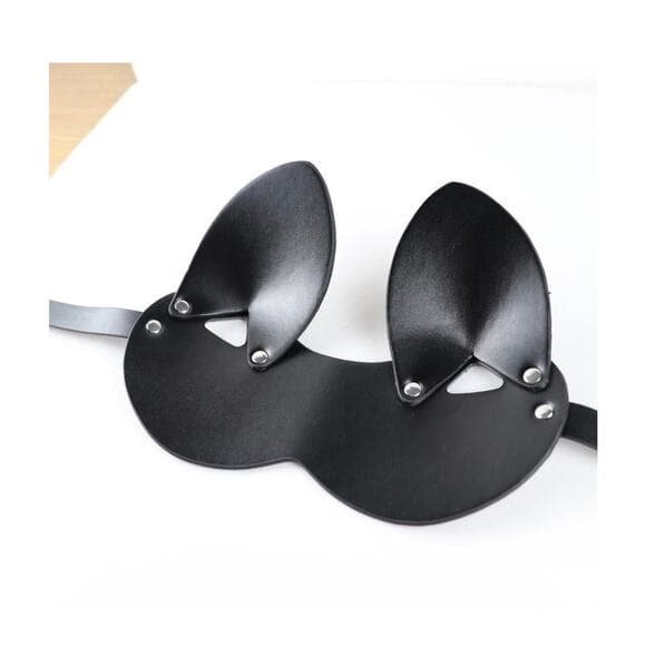 Women Faux Leather Cat Ears mask Sexy Roleplay Halloween Party Masks Blindfold - Thumbnail 9
