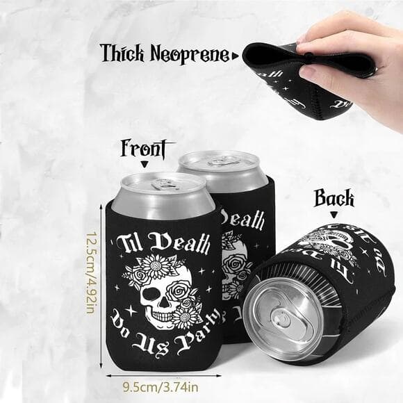 Gothic Halloween Bride or Die Bachelorette Cup Sleeves 6 Pack - Thumbnail 4