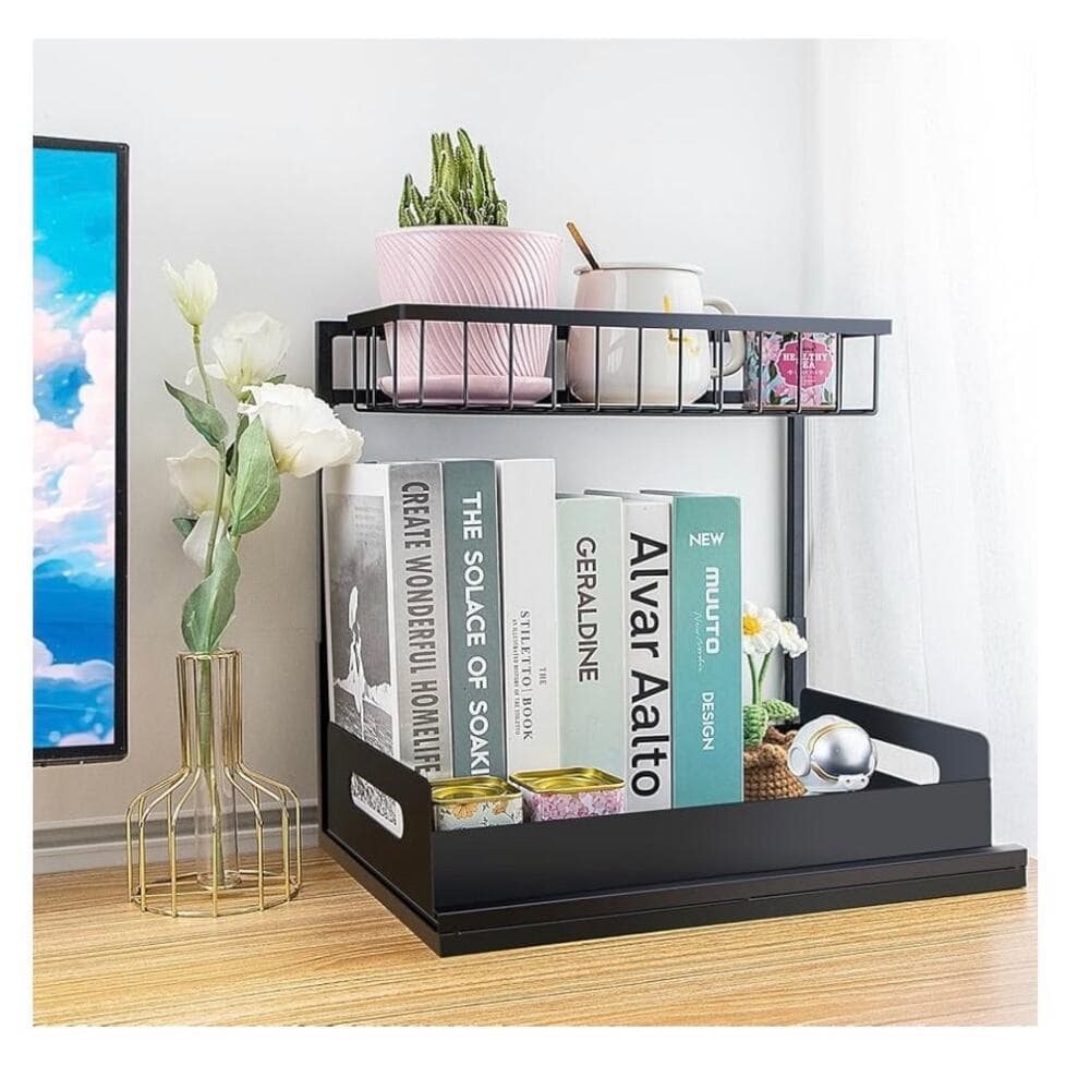 MirthMood Under Sink Organizers,2 Pack Height Adjustable L-Shape Organizer - Thumbnail 4