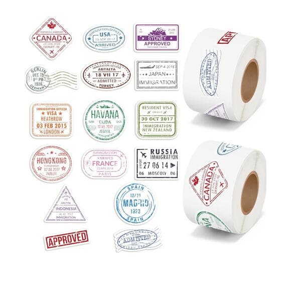 H1vojoxo Passport Stamps Sticker Rolls - 1000PCS Decorative Mini Vintage - Thumbnail 10