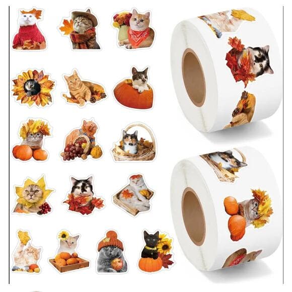 1000 Cute Fall Theme Cat Stickers - Thumbnail 4