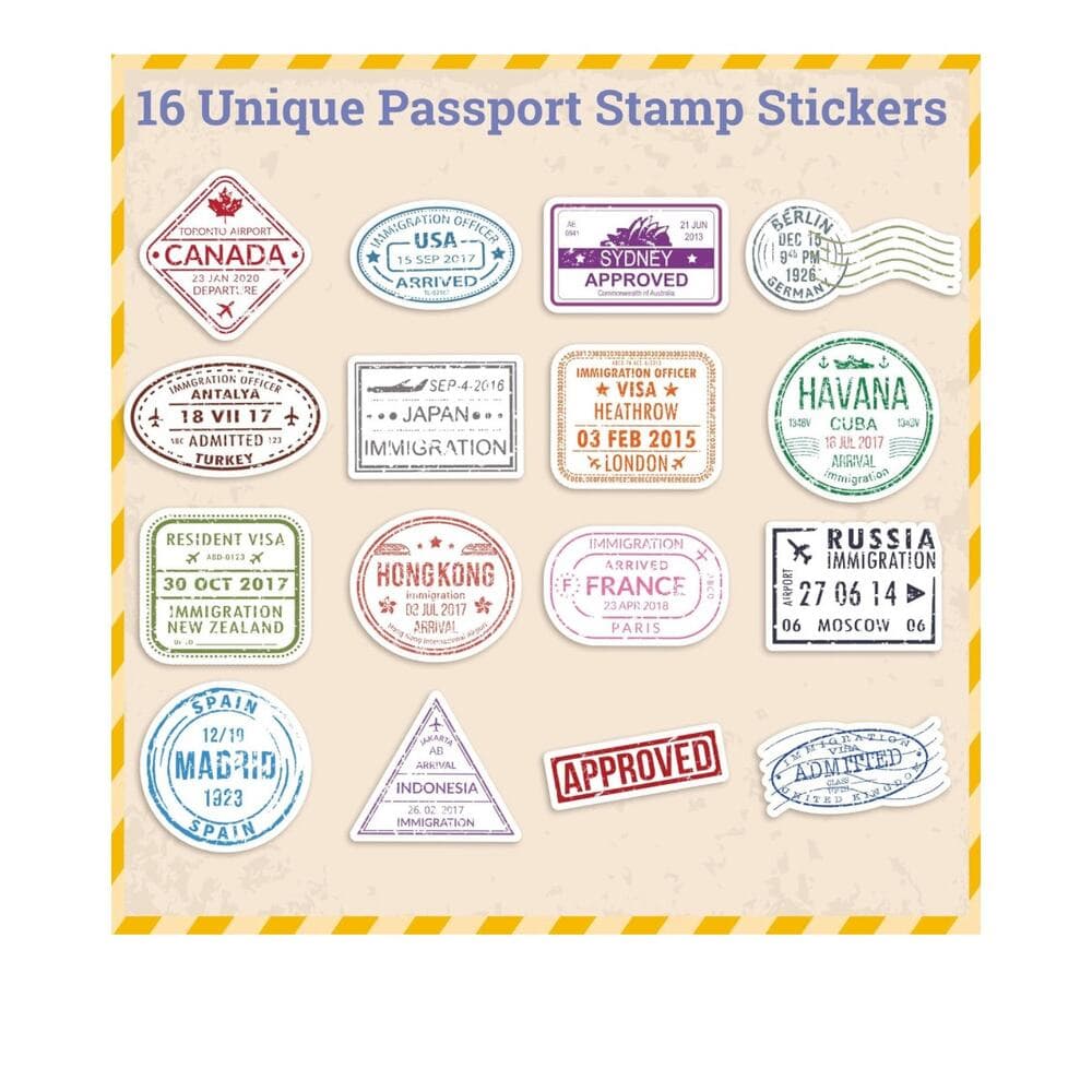 H1vojoxo Passport Stamps Sticker Rolls - 1000PCS Decorative Mini Vintage - Thumbnail 2
