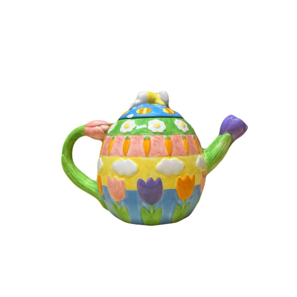 Cooks Club Springtime Tea Pot - Springtime Colors & Flowers & Bunnies - Thumbnail 5
