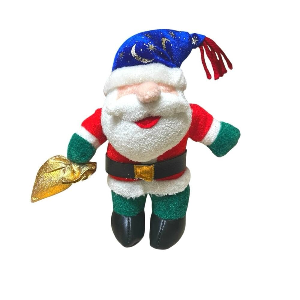 Santa Claus 8” Stuff Animals With Blue Hat - Thumbnail 5