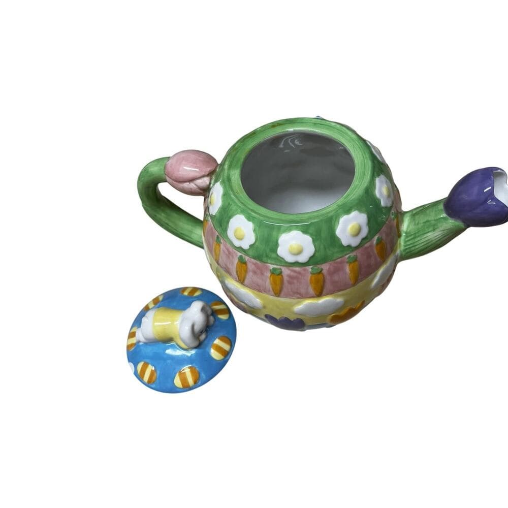 Cooks Club Springtime Tea Pot - Springtime Colors & Flowers & Bunnies - Thumbnail 2