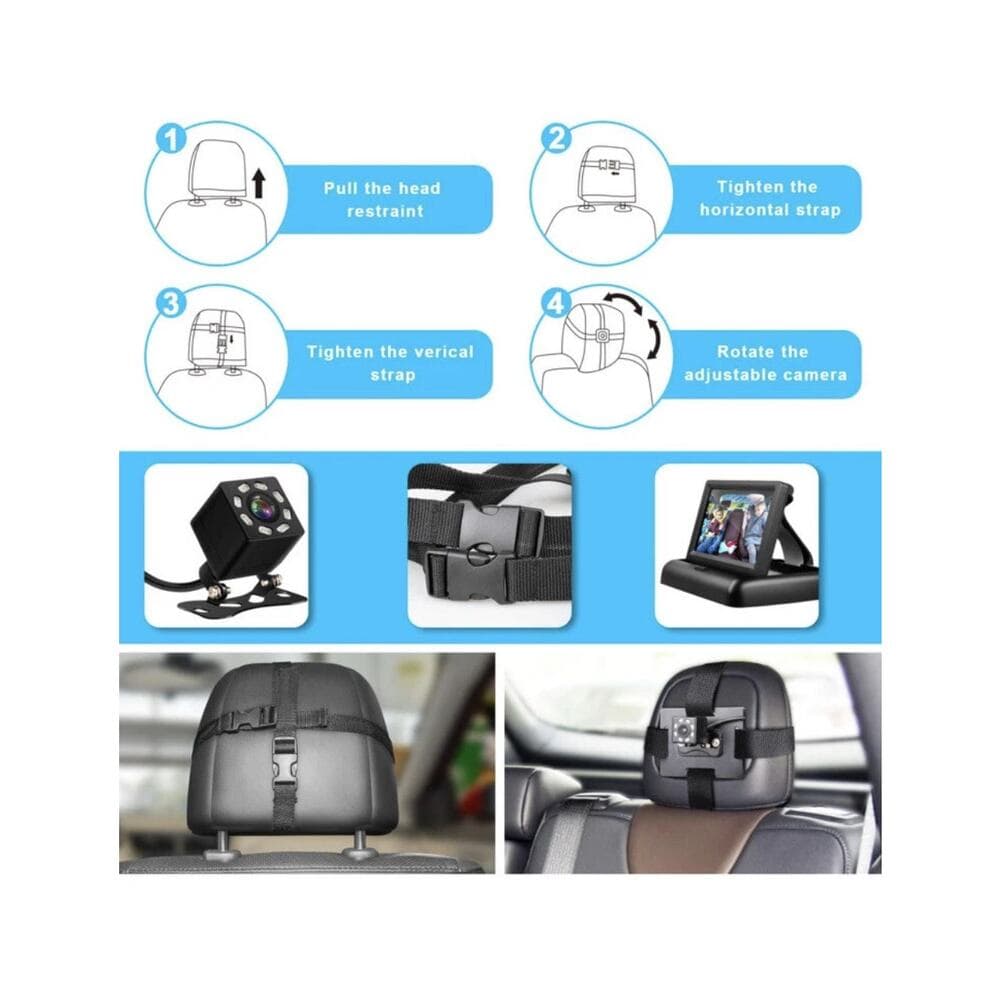 Baby Car Mirror, 4.3'' HD Night Vision Function Car Mirror Display - Thumbnail 2