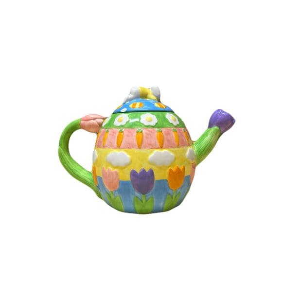 Cooks Club Springtime Tea Pot - Springtime Colors & Flowers & Bunnies - Thumbnail 6