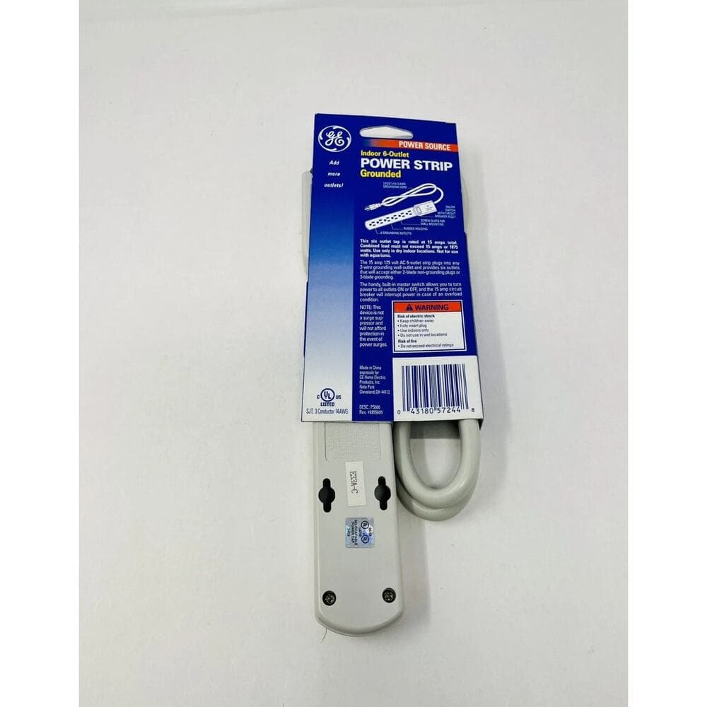 GE 6-Outlet Grounded Power Strip with 3-foot Cord 57244 New - Thumbnail 2