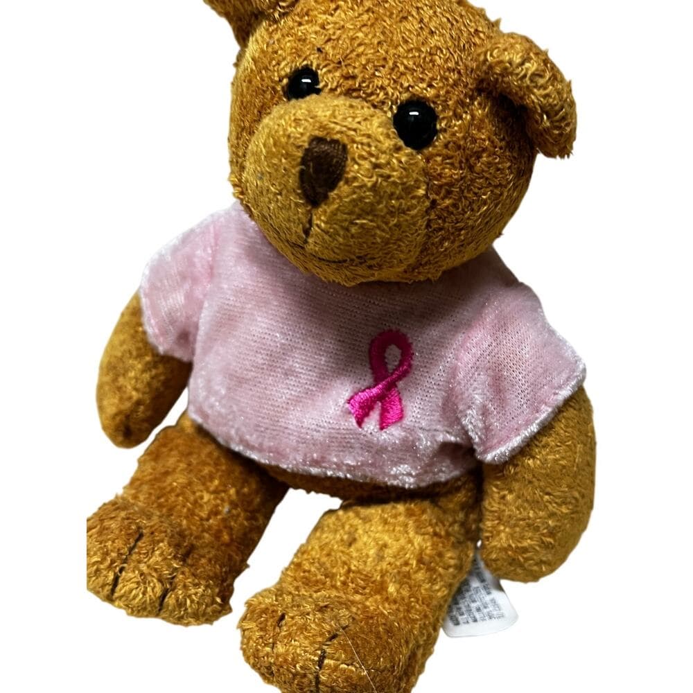 Avon BEAN BAG TEDDY BEAR W/ PINK BREAST CANCER SHIRT 7" STUFFED ANIMAL Toy - Thumbnail 3