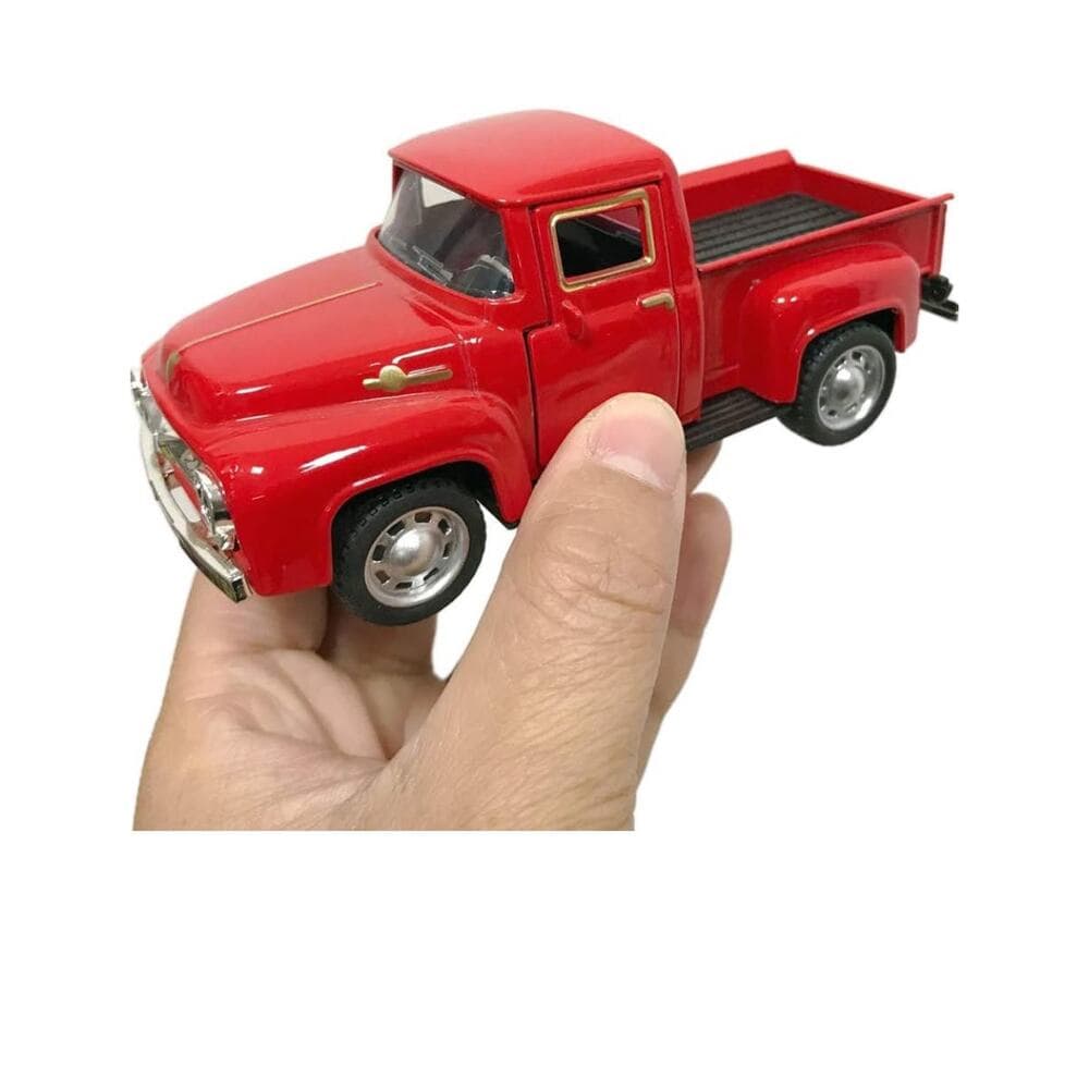 Vintage Red Truck Toys,Christmas Red Trucks Decorations Metal Pickup Toy - Thumbnail 5