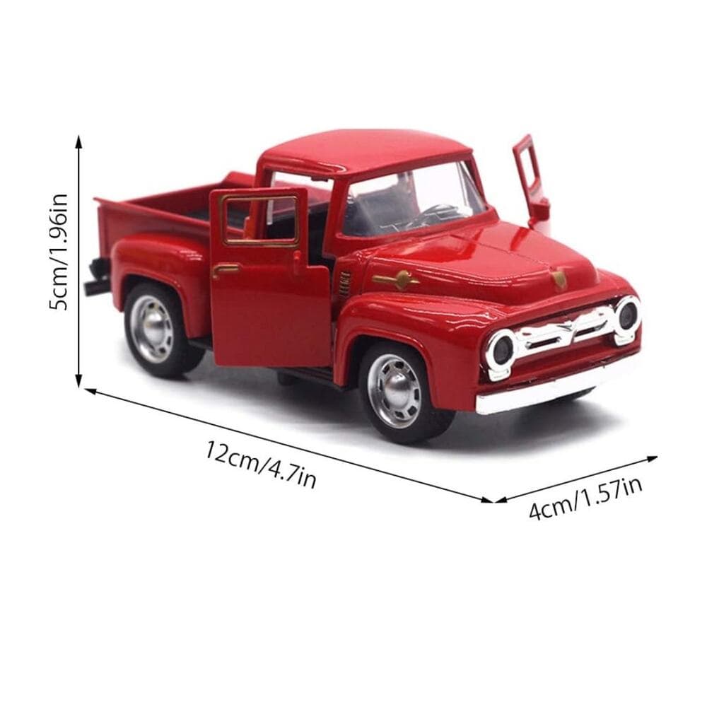 Vintage Red Truck Toys,Christmas Red Trucks Decorations Metal Pickup Toy - Thumbnail 2